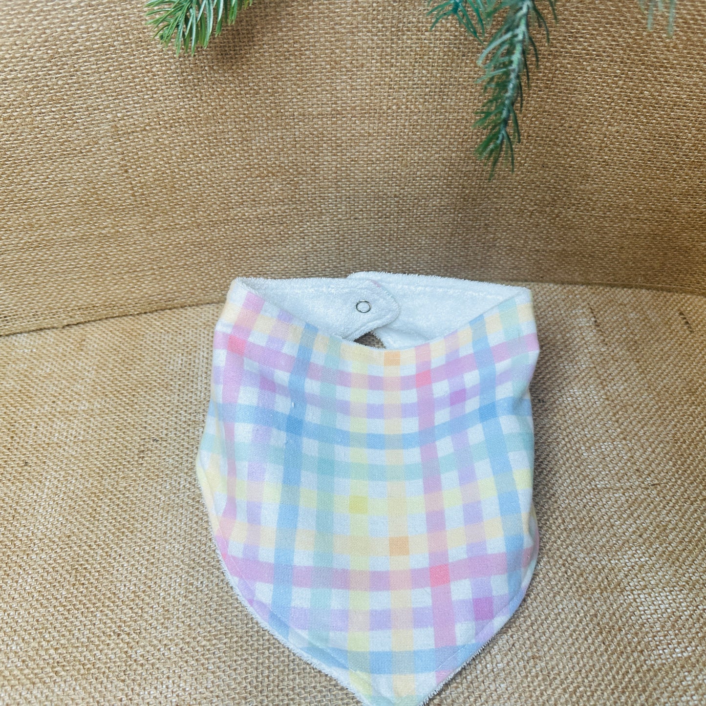 Pastel Plaid Bib and Burp Set
