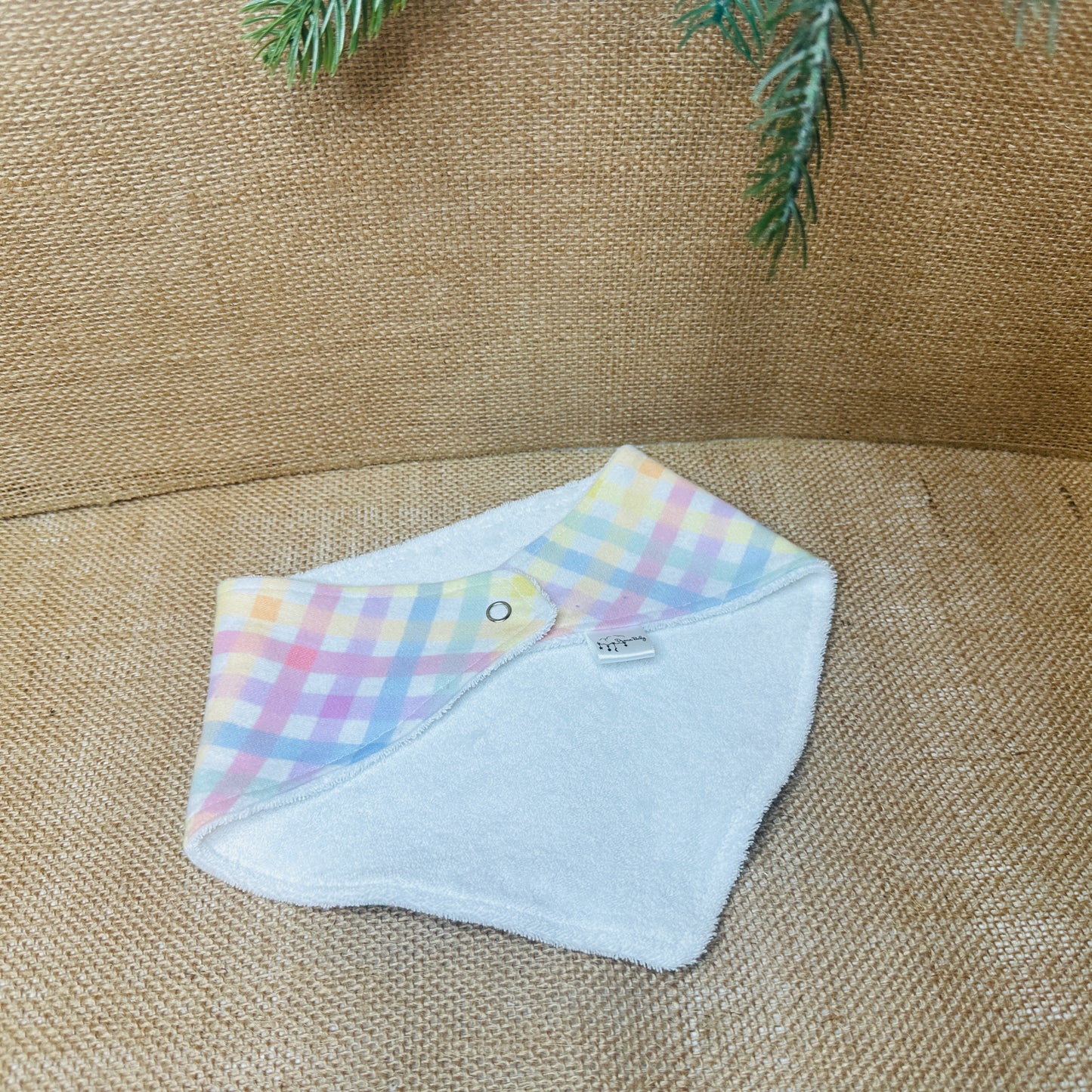 Pastel Plaid Bib and Burp Set