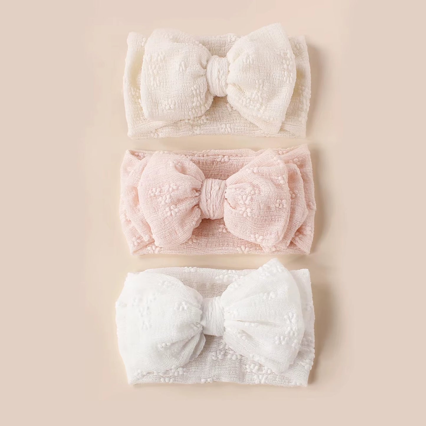 3Pcs Mesh Bow Baby Headband