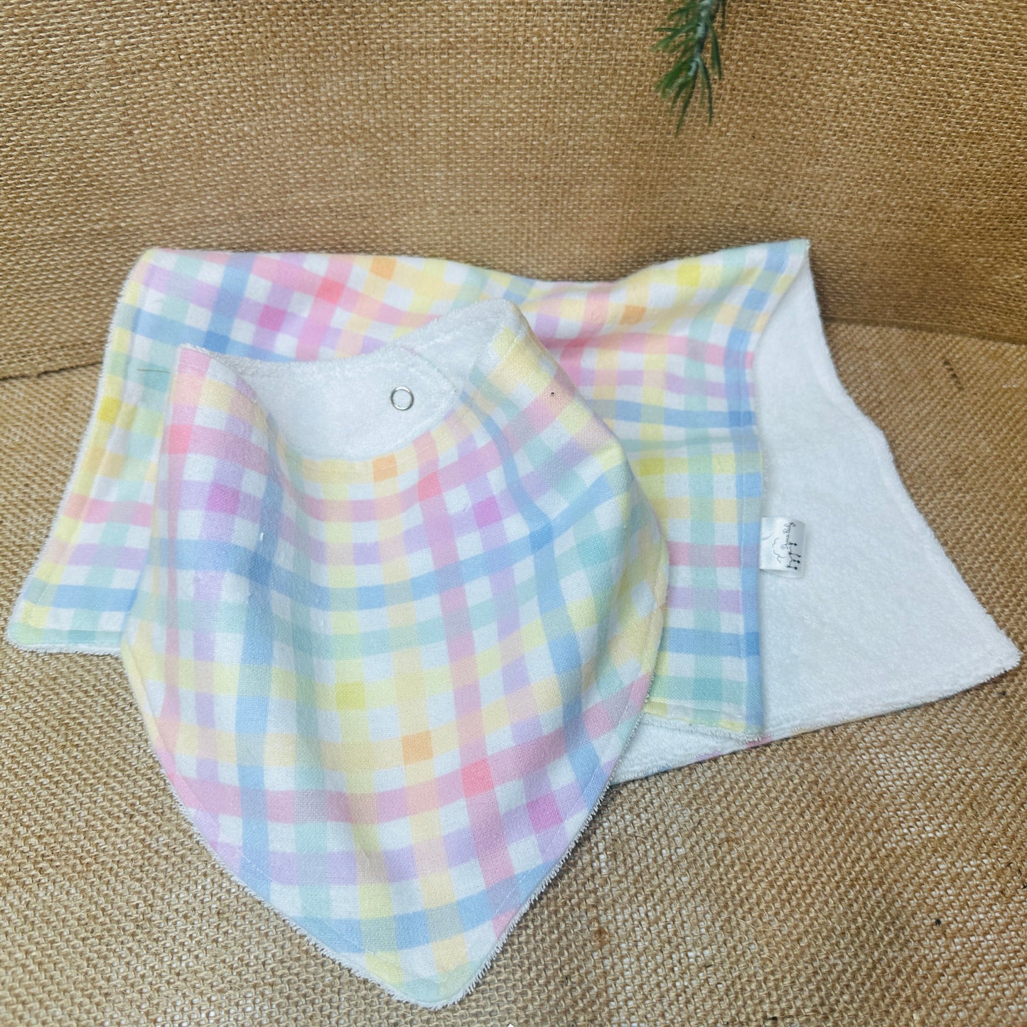 Pastel Plaid Bib and Burp Set
