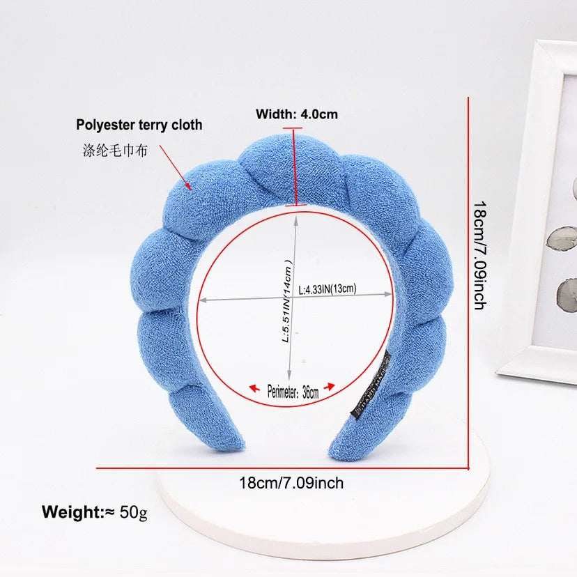 3Pcs Fashion Microfiber Washing Wristbands Scrunchies Puffy Headband Spa Bubble Headband for Washing Face Makeup Shower Skincare