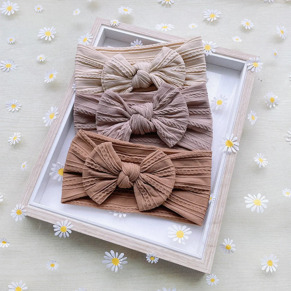 3Pcs/Set Bows Baby Girls Headband Soft Nylon Elastic Infant Toddler Hair Band for Newborn Baby Hair Accessories Gift