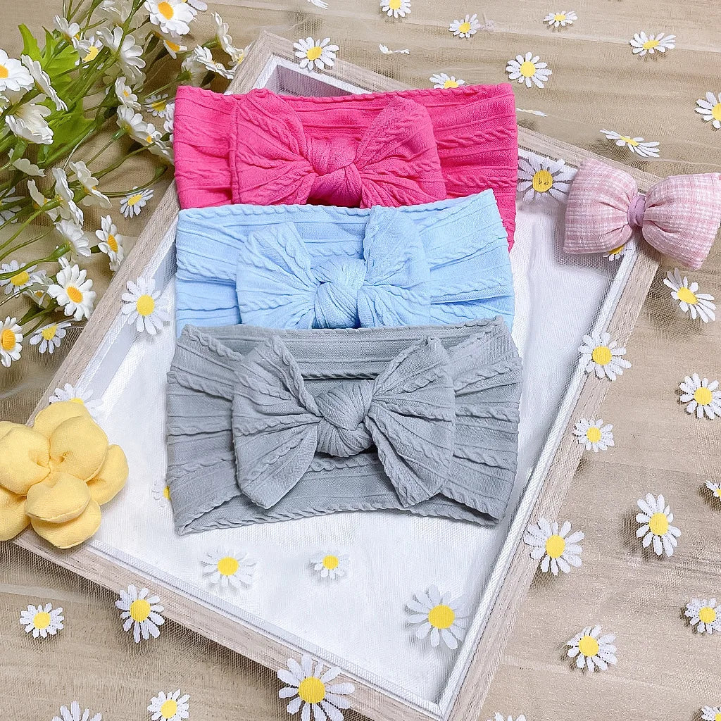 3Pcs/Set Bows Baby Girls Headband Soft Nylon Elastic Infant Toddler Hair Band for Newborn Baby Hair Accessories Gift