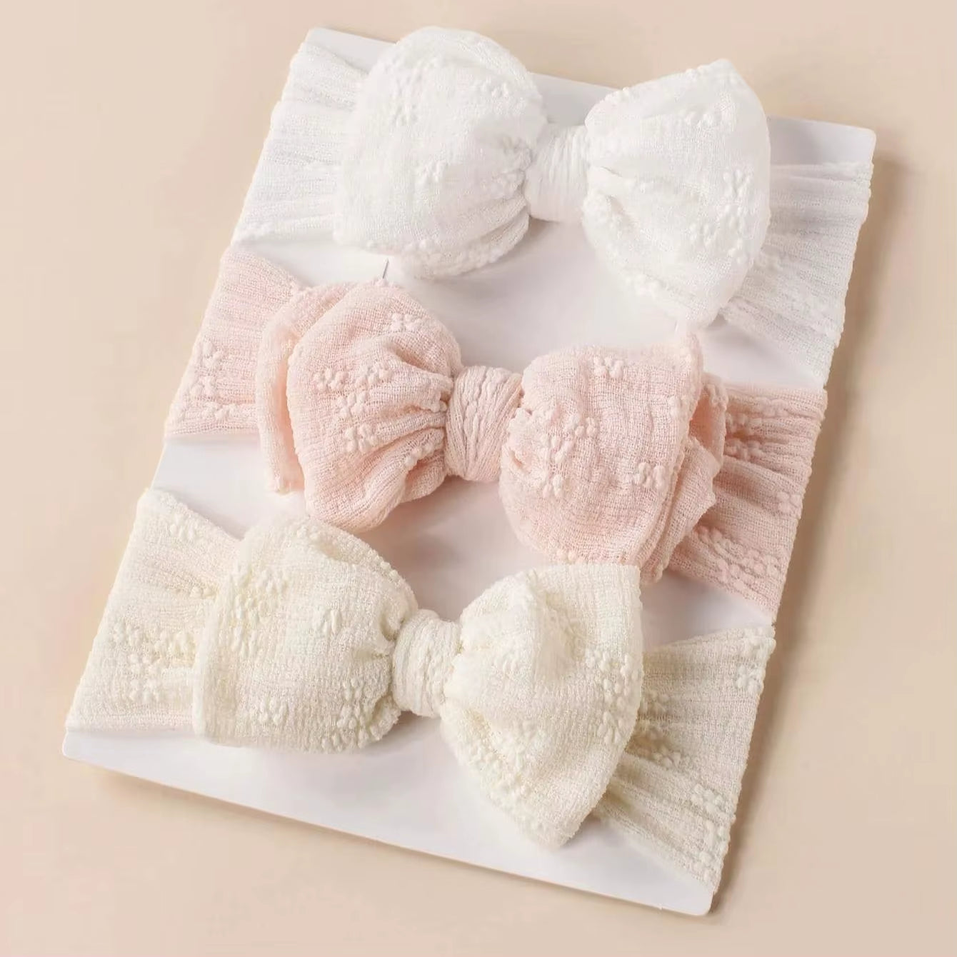 3Pcs Mesh Bow Baby Headband 