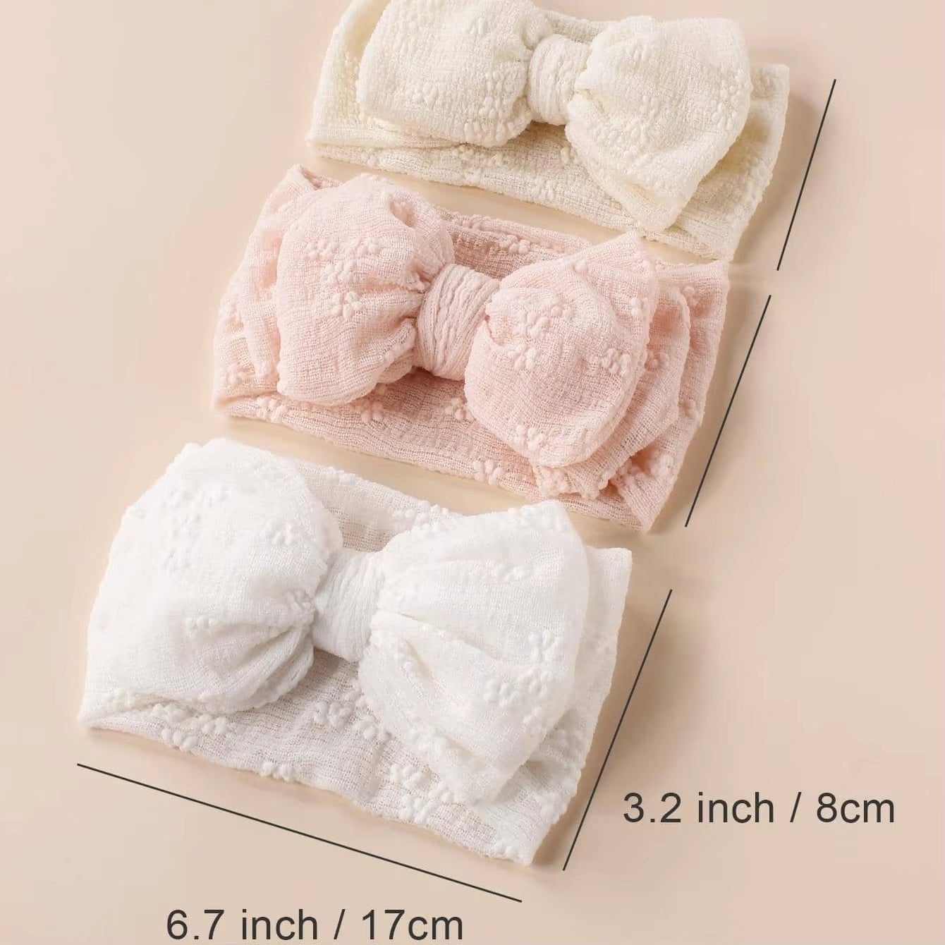 3Pcs Mesh Bow Baby Headband 