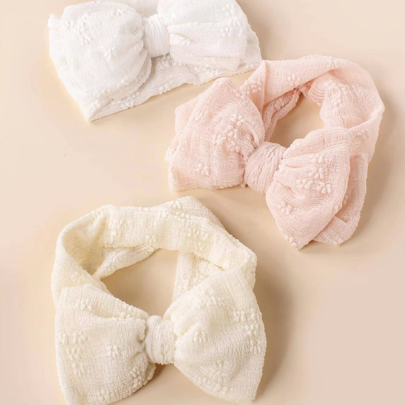 3Pcs Mesh Bow Baby Headband 