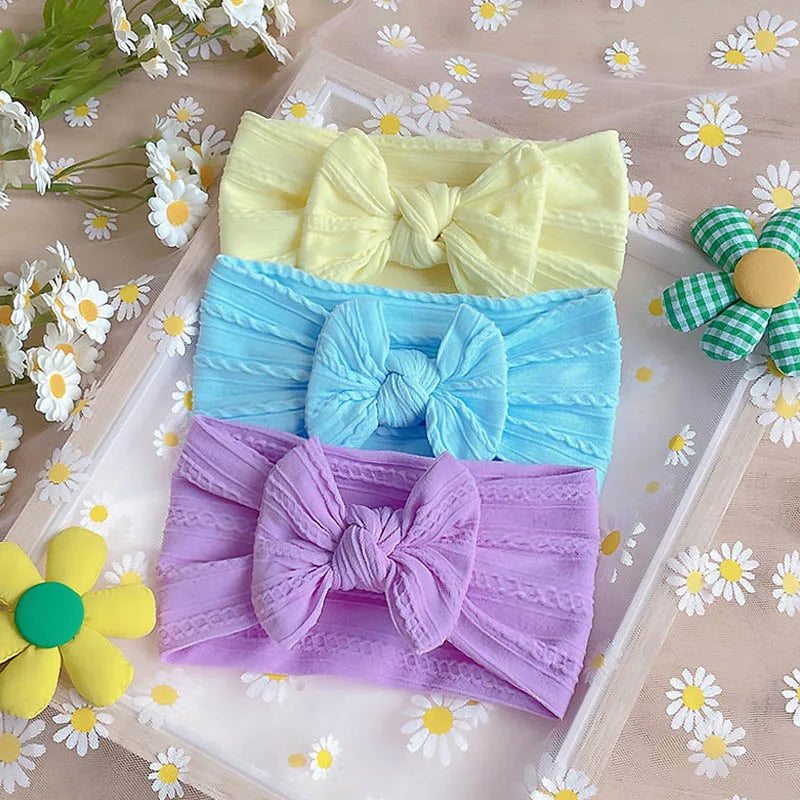 3Pcs/Set Bows Baby Girls Headband Soft Nylon Elastic Infant Toddler Hair Band for Newborn Baby Hair Accessories Gift