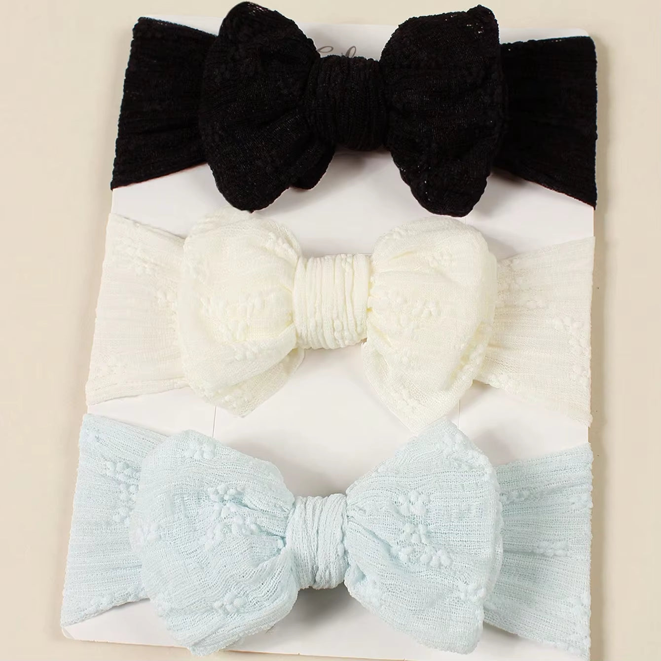 3Pcs Mesh Bow Baby Headband 