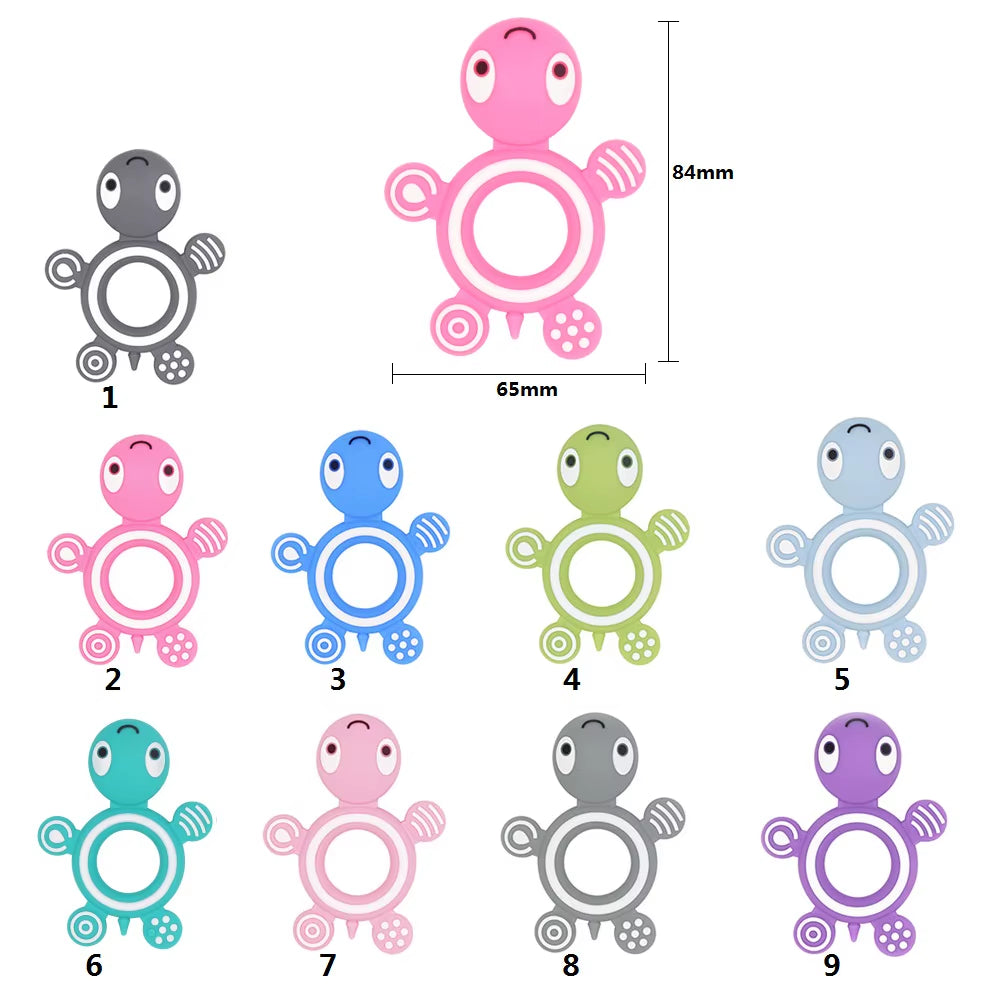 1Pc Turtle Silicone Teethers Food Grade Teething Necklace BPA Free Baby Shower Gifts Cartoon Animals Baby Teether Beads