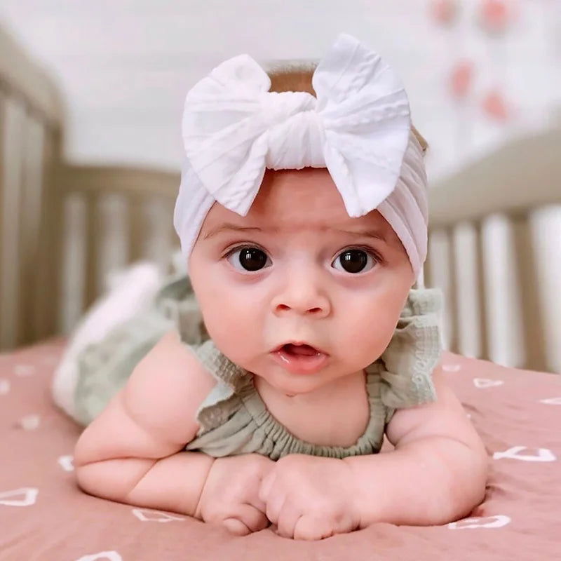 3Pcs/Set Bows Baby Girls Headband Soft Nylon Elastic Infant Toddler Hair Band for Newborn Baby Hair Accessories Gift