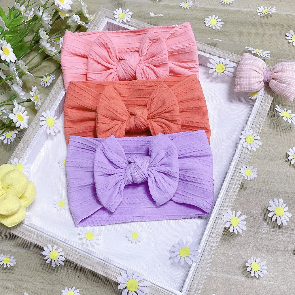 3Pcs/Set Bows Baby Girls Headband Soft Nylon Elastic Infant Toddler Hair Band for Newborn Baby Hair Accessories Gift
