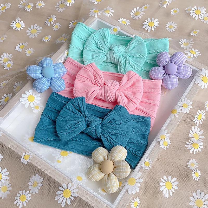 3Pcs/Set Bows Baby Girls Headband Soft Nylon Elastic Infant Toddler Hair Band for Newborn Baby Hair Accessories Gift