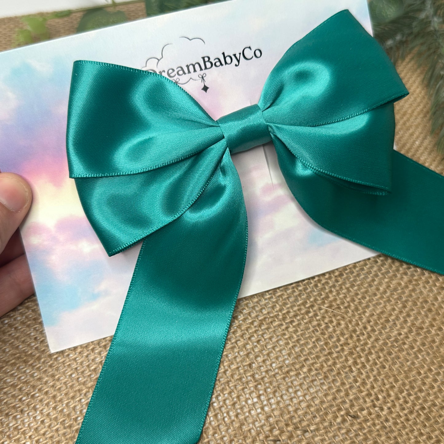 kids hair accessory bow teal