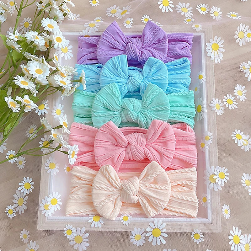 3Pcs/Set Bows Baby Girls Headband Soft Nylon Elastic Infant Toddler Hair Band for Newborn Baby Hair Accessories Gift