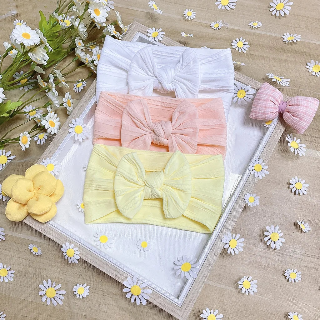 3Pcs/Set Bows Baby Girls Headband Soft Nylon Elastic Infant Toddler Hair Band for Newborn Baby Hair Accessories Gift
