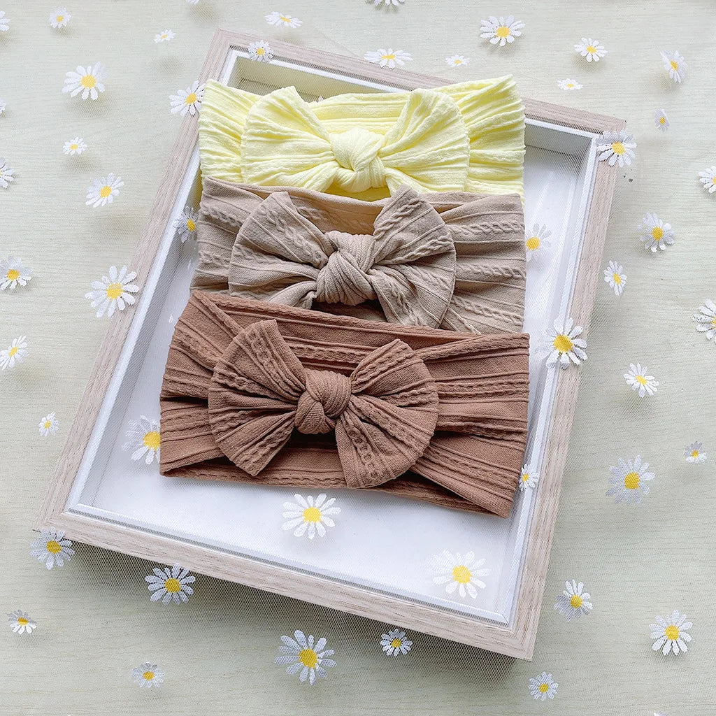 3Pcs/Set Bows Baby Girls Headband Soft Nylon Elastic Infant Toddler Hair Band for Newborn Baby Hair Accessories Gift