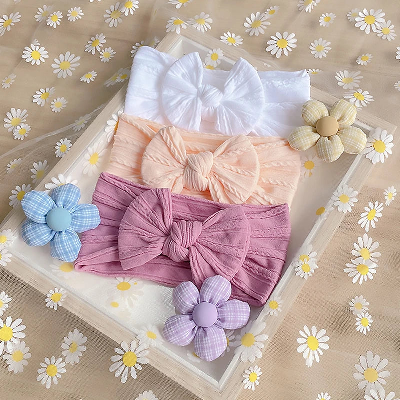 3Pcs/Set Bows Baby Girls Headband Soft Nylon Elastic Infant Toddler Hair Band for Newborn Baby Hair Accessories Gift