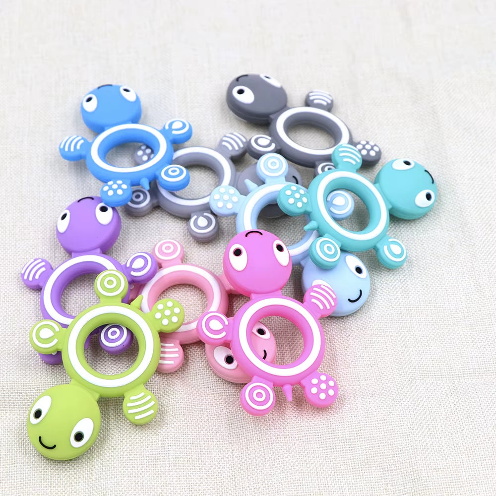 1Pc Turtle Silicone Teethers Food Grade Teething Necklace BPA Free Baby Shower Gifts Cartoon Animals Baby Teether Beads
