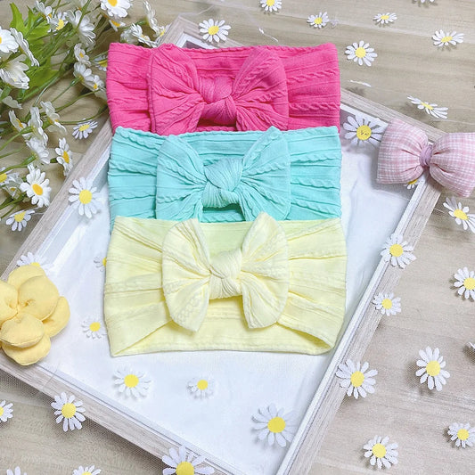 3Pcs/Set Bows Baby Girls Headband Soft Nylon Elastic Infant Toddler Hair Band for Newborn Baby Hair Accessories Gift