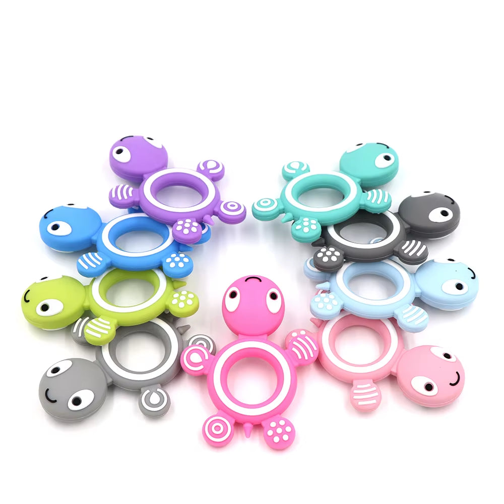 1Pc Turtle Silicone Teethers Food Grade Teething Necklace BPA Free Baby Shower Gifts Cartoon Animals Baby Teether Beads