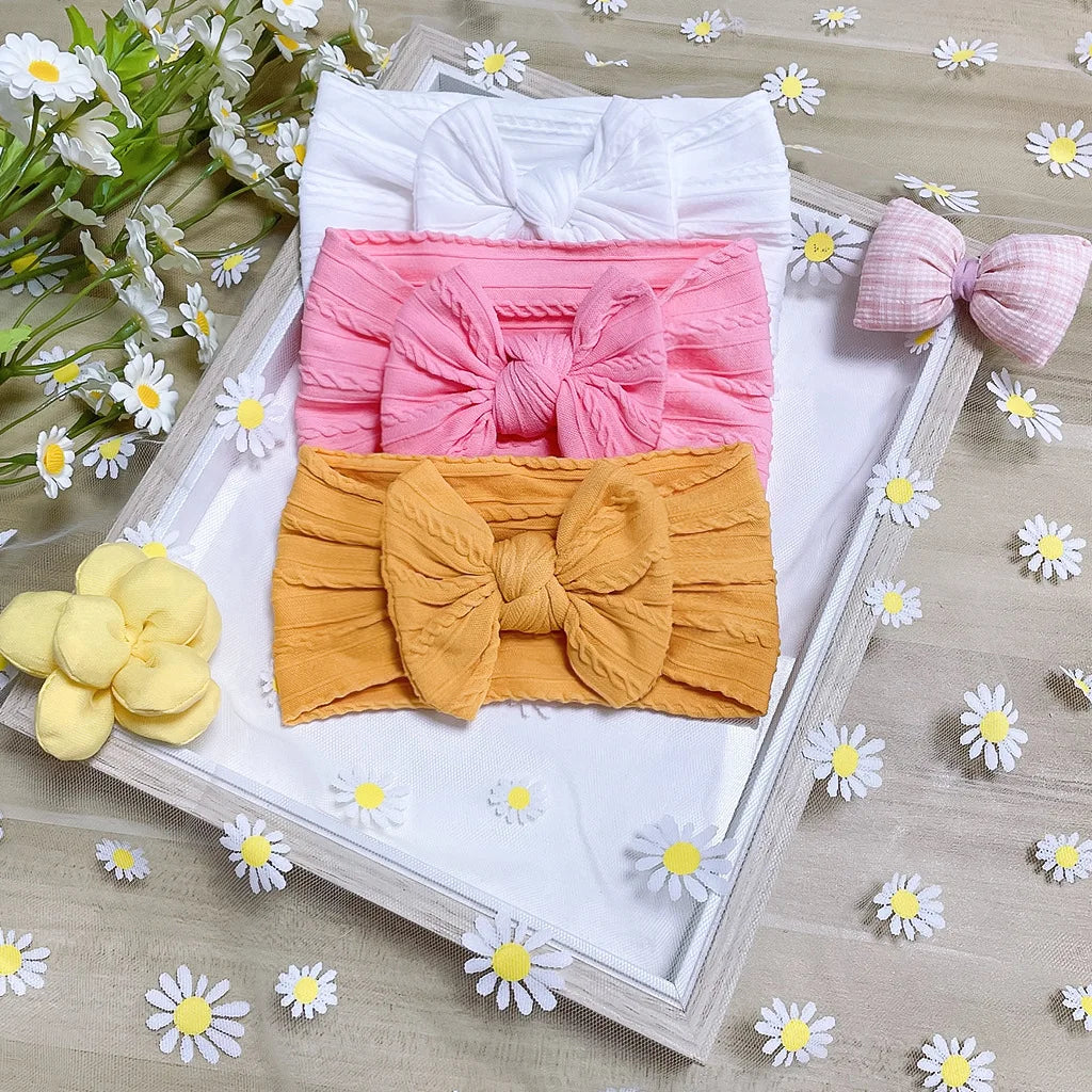 3Pcs/Set Bows Baby Girls Headband Soft Nylon Elastic Infant Toddler Hair Band for Newborn Baby Hair Accessories Gift